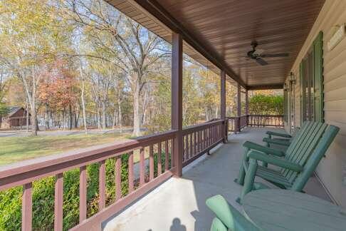 view of patio / terrace featuring ceiling fan and a porch