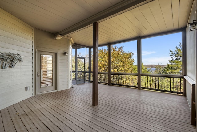 view of unfurnished sunroom