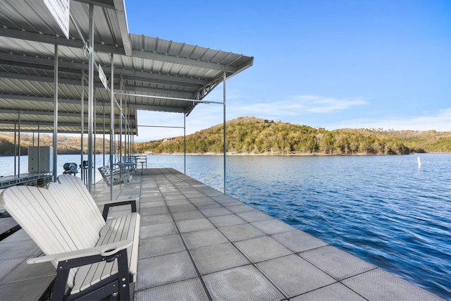 dock area featuring a water view