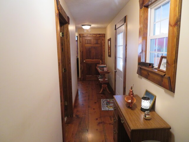 corridor featuring dark hardwood / wood-style flooring