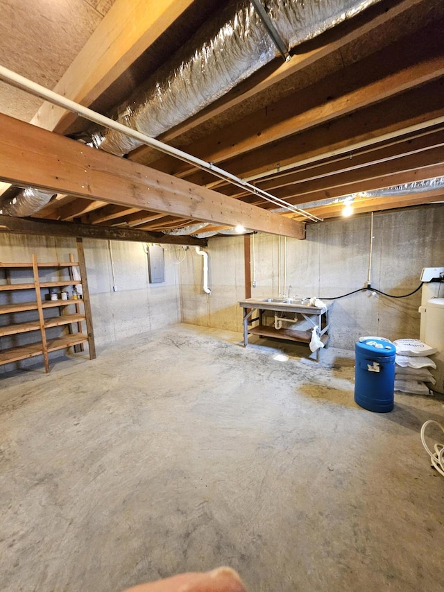 basement with electric panel