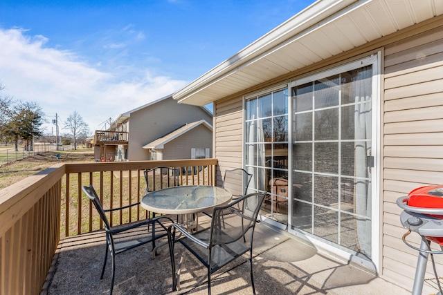 wooden balcony with a deck