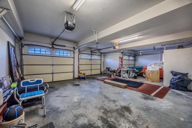 garage with a garage door opener