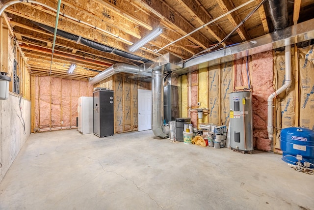 basement featuring water heater