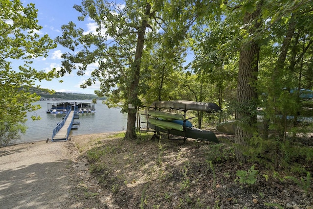 dock area featuring a water view