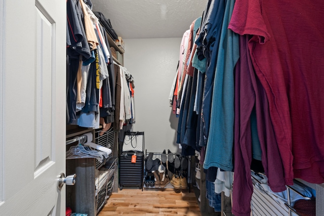 spacious closet featuring light hardwood / wood-style floors