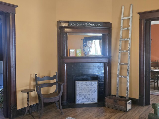 106 N Main St, Greenfield, MO 65661 - detailed view of wood finished floors and a fireplace