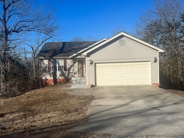 single story home with a garage