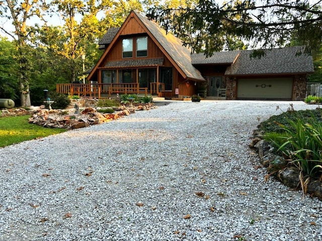 cabin with a garage