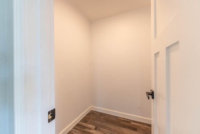 washroom with dark hardwood / wood-style floors