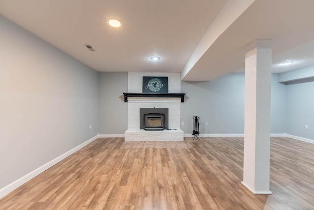 unfurnished living room with light wood-type flooring