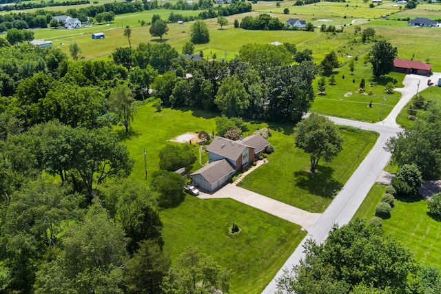 bird's eye view with a rural view