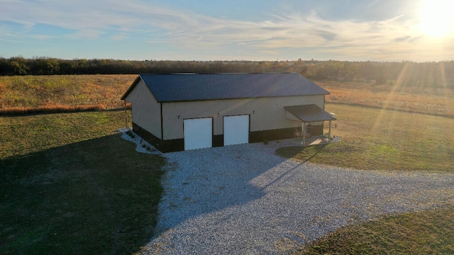 view of outdoor structure at dusk