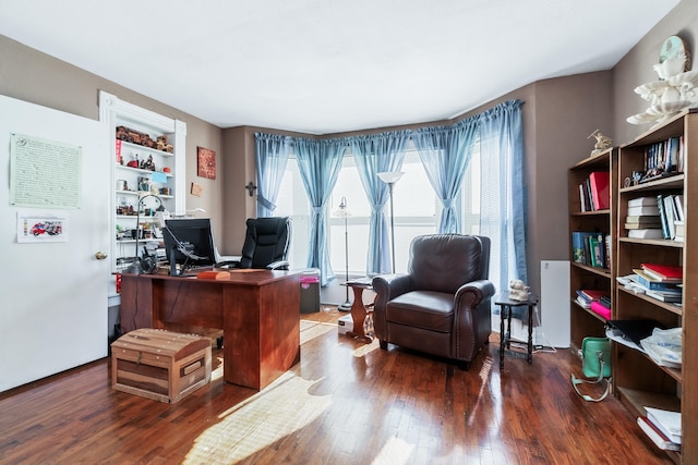 office area with dark wood-type flooring