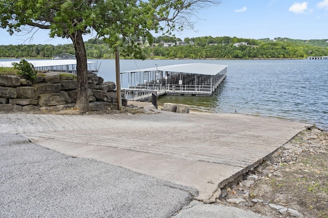 view of dock featuring a water view