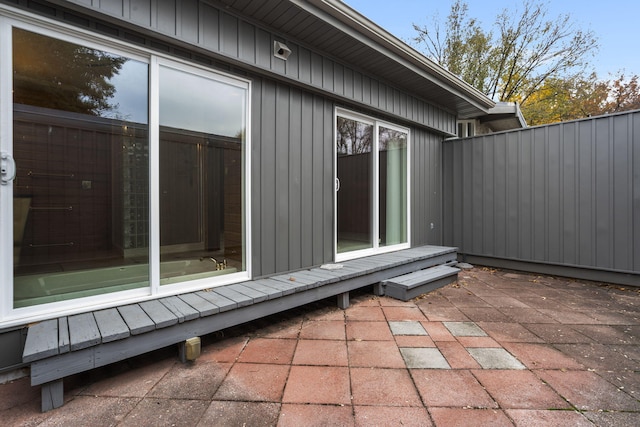 view of home's exterior with a patio