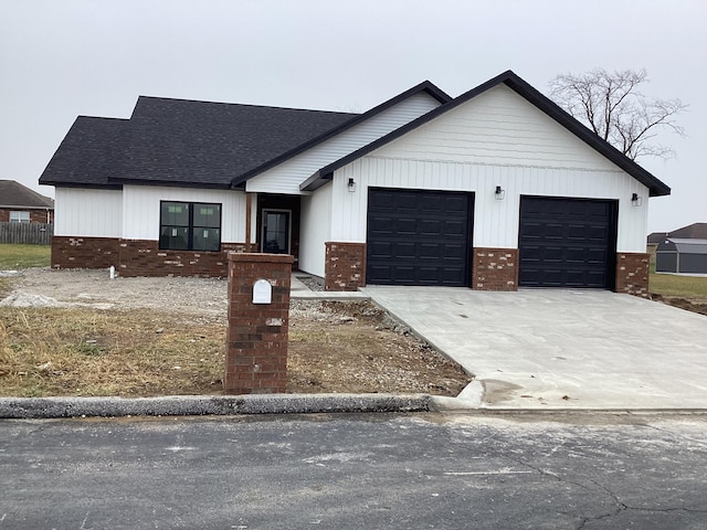 modern farmhouse with a garage