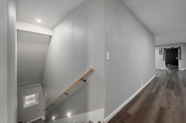 hall featuring dark wood-type flooring