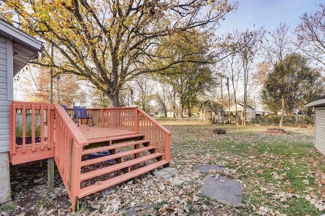 view of yard featuring a deck