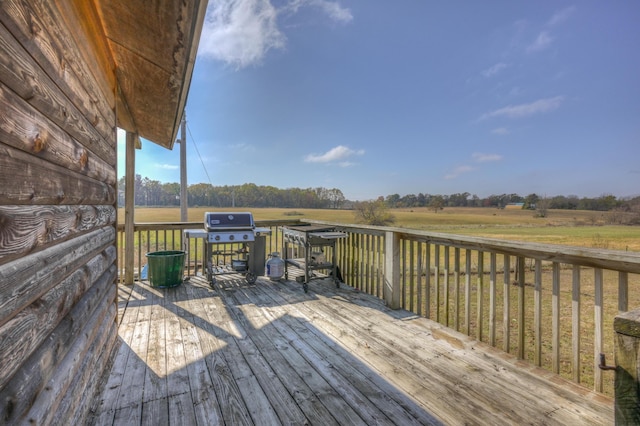 wooden deck featuring a rural view and grilling area