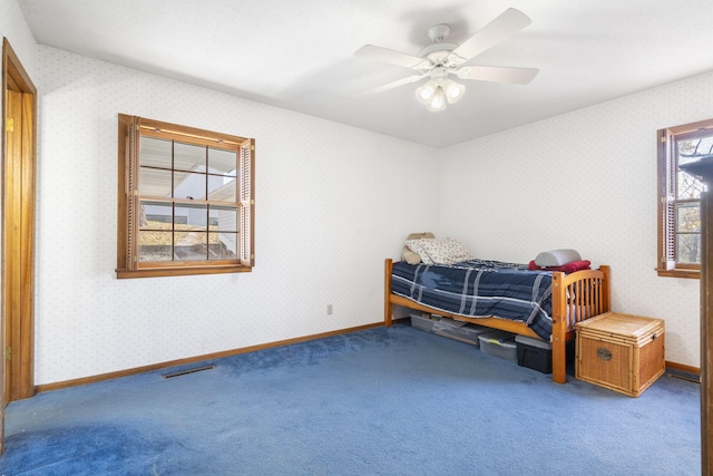 364 W Rd, Branson, MO 65616 - carpeted bedroom featuring wallpapered walls and a ceiling fan