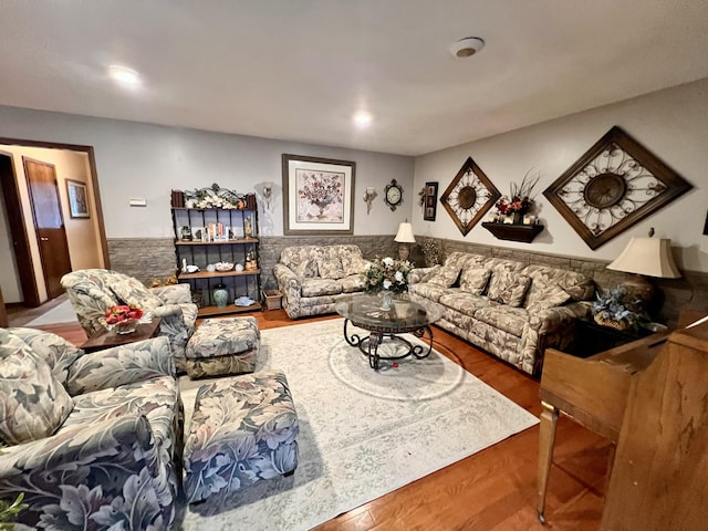 living room with hardwood / wood-style flooring