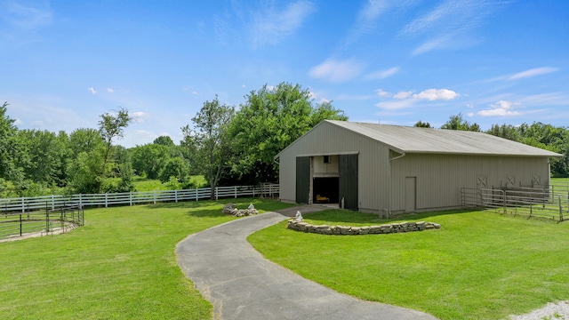 view of outbuilding with a rural view