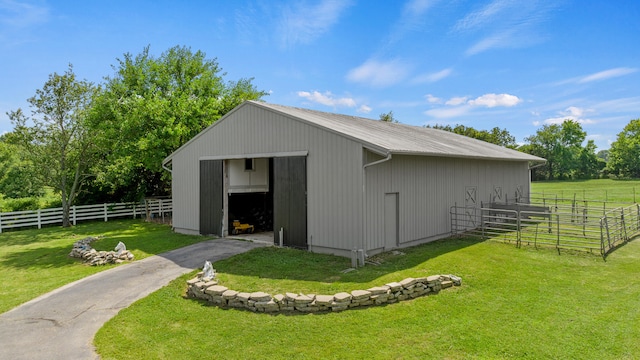 view of outbuilding featuring a rural view