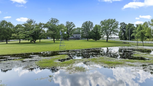 surrounding community featuring a water view