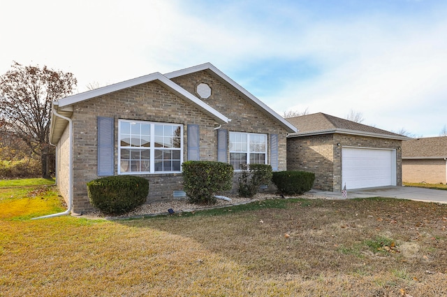 ranch-style house with a front lawn and a garage