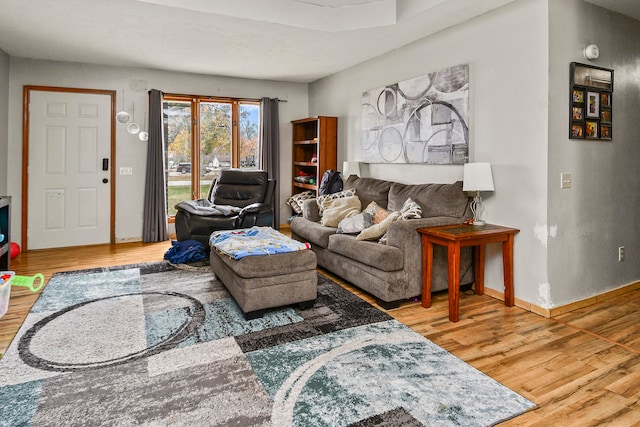 living room with hardwood / wood-style floors