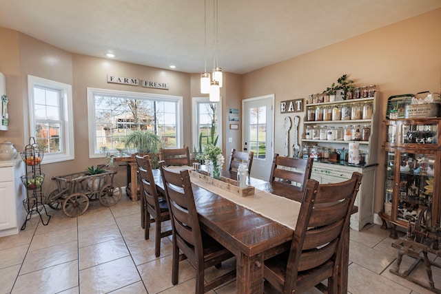 view of tiled dining area