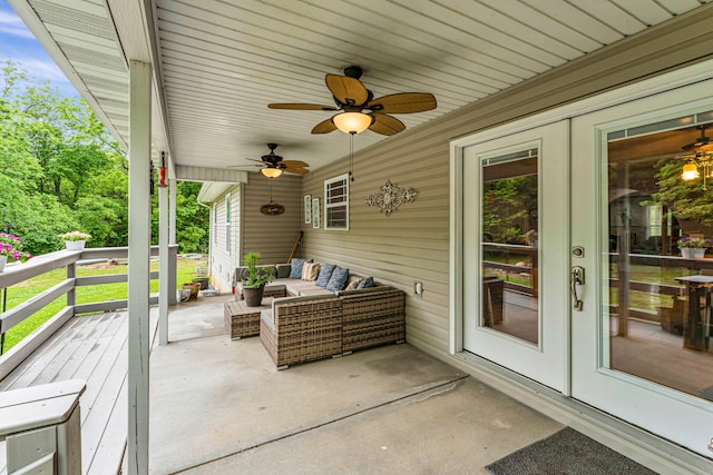 view of patio featuring outdoor lounge area and french doors