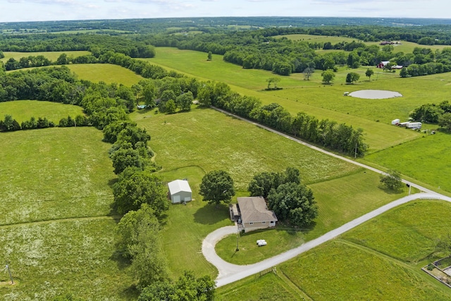 drone / aerial view featuring a rural view