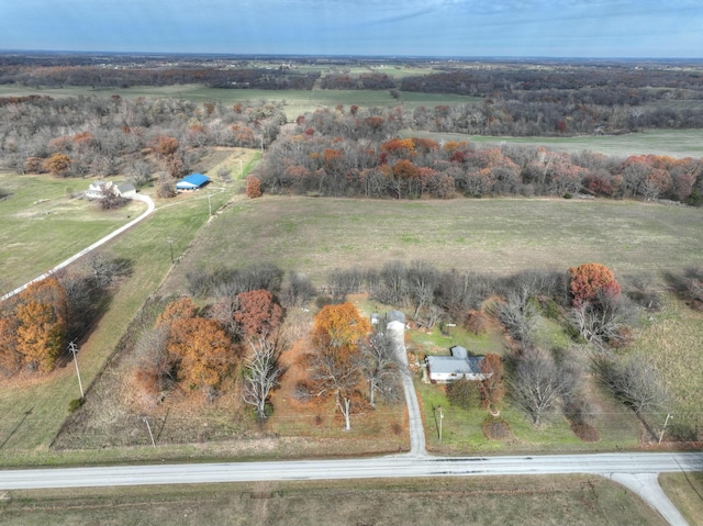 drone / aerial view with a rural view