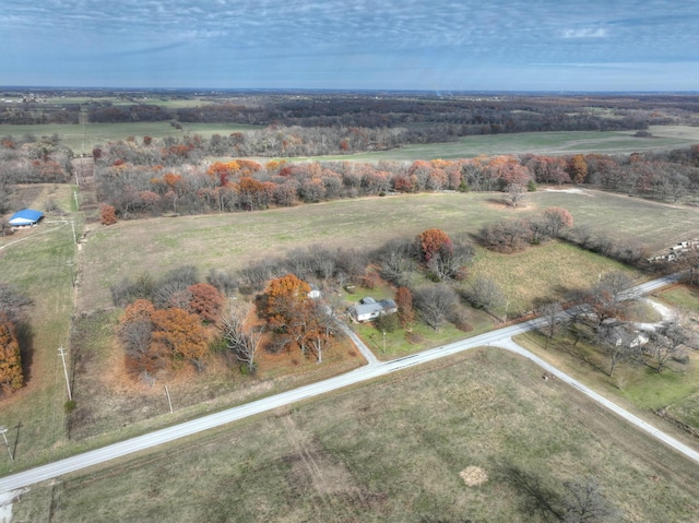 aerial view featuring a rural view