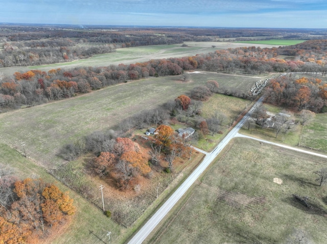 aerial view featuring a rural view