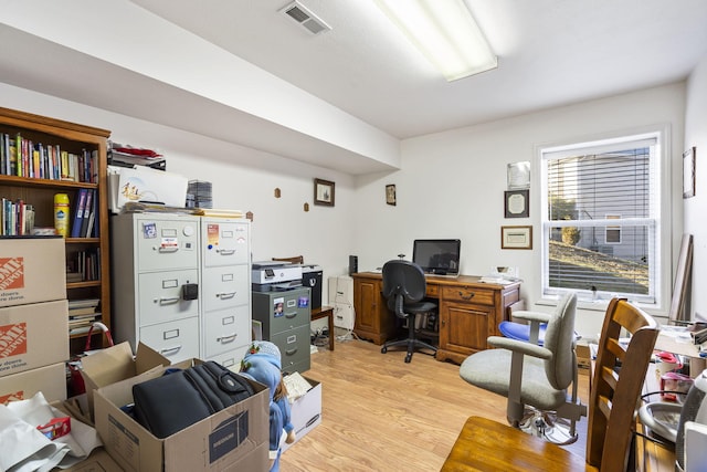 office space featuring light hardwood / wood-style flooring