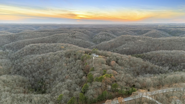 view of aerial view at dusk