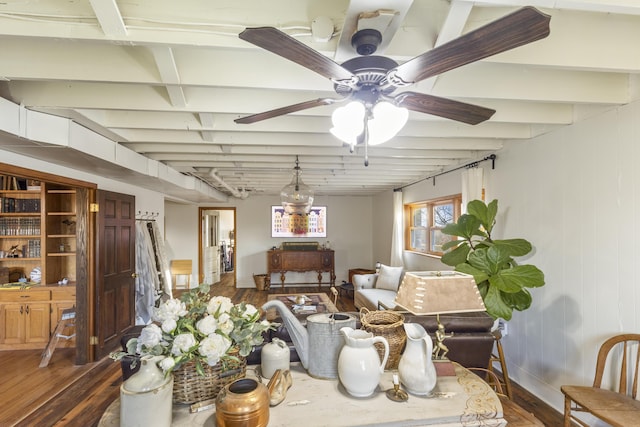 dining space with dark wood-type flooring