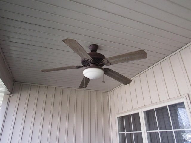 exterior details featuring ceiling fan