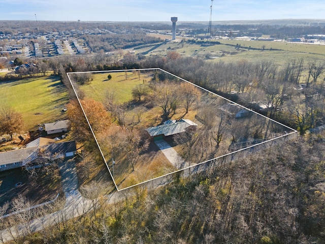 bird's eye view with a rural view