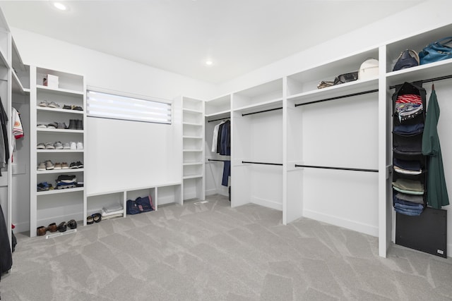 spacious closet with light colored carpet