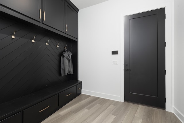 mudroom featuring light wood-type flooring