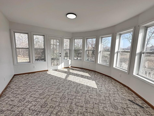 view of unfurnished sunroom