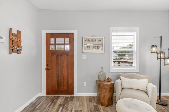 entryway with hardwood / wood-style floors