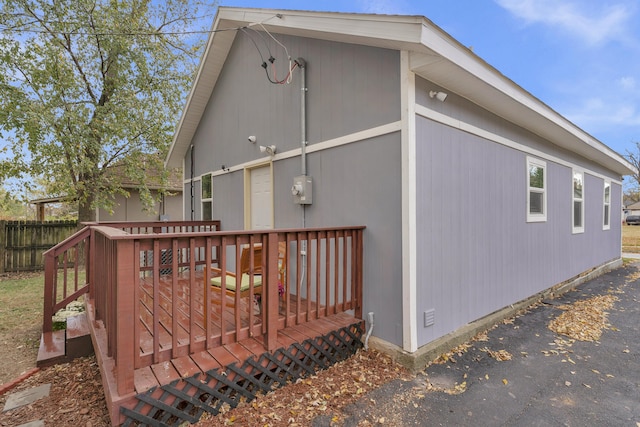 view of home's exterior with a deck