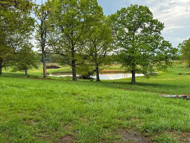 view of yard with a water view