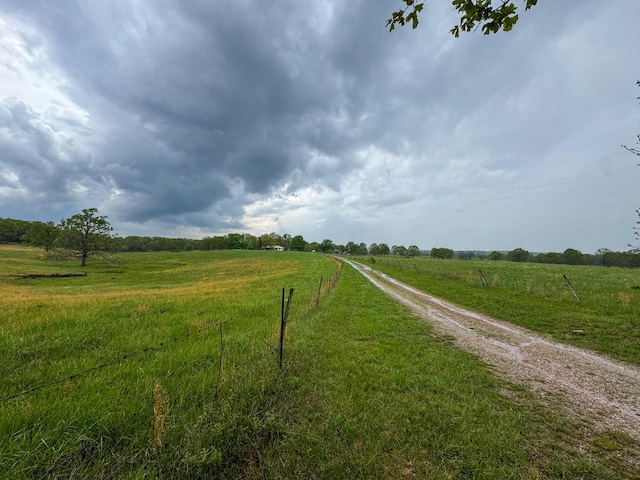 view of road with a rural view