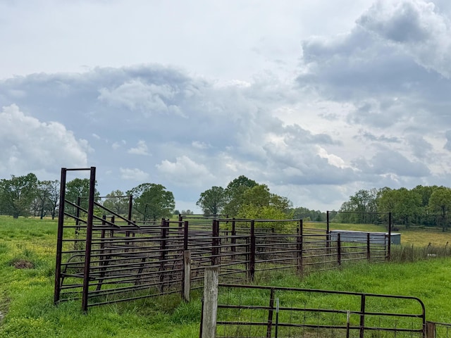 view of gate with a rural view